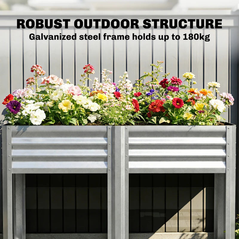 Raised Garden Bed with Legs Storage Shelf Elevated Planter Box 31.5" for Flowers Vegetables Silver