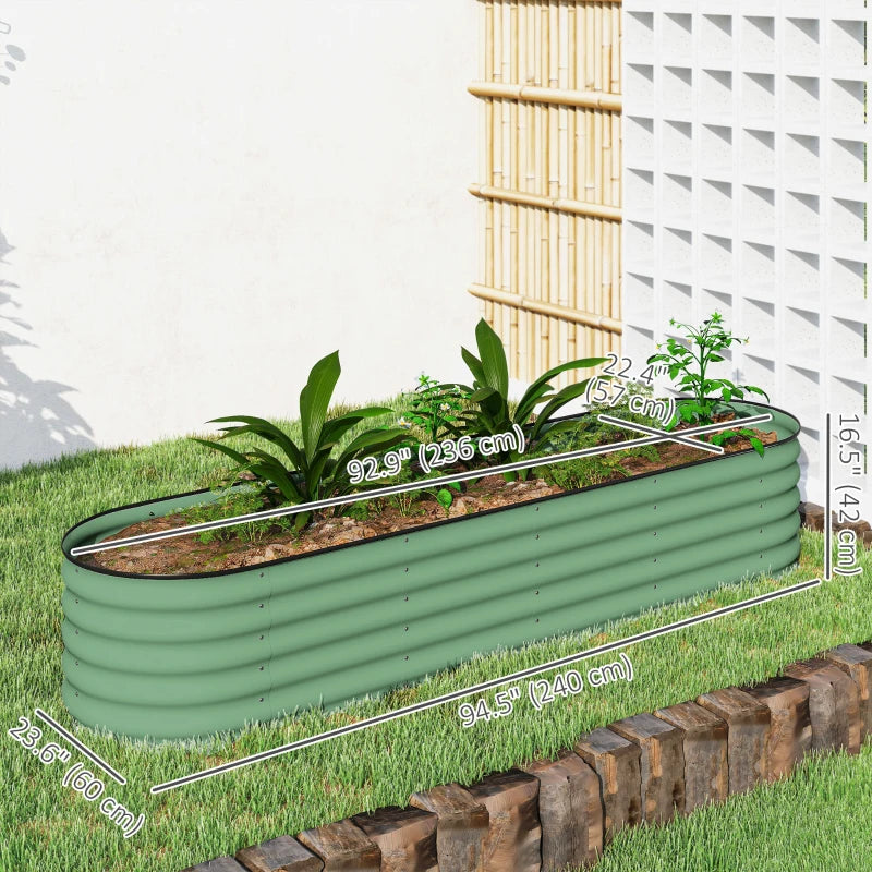 8 x 2 x 1.5 FT Galvanized Steel Raised Garden Bed, Metal Garden Bed Planter Box with Safety Edging, Green