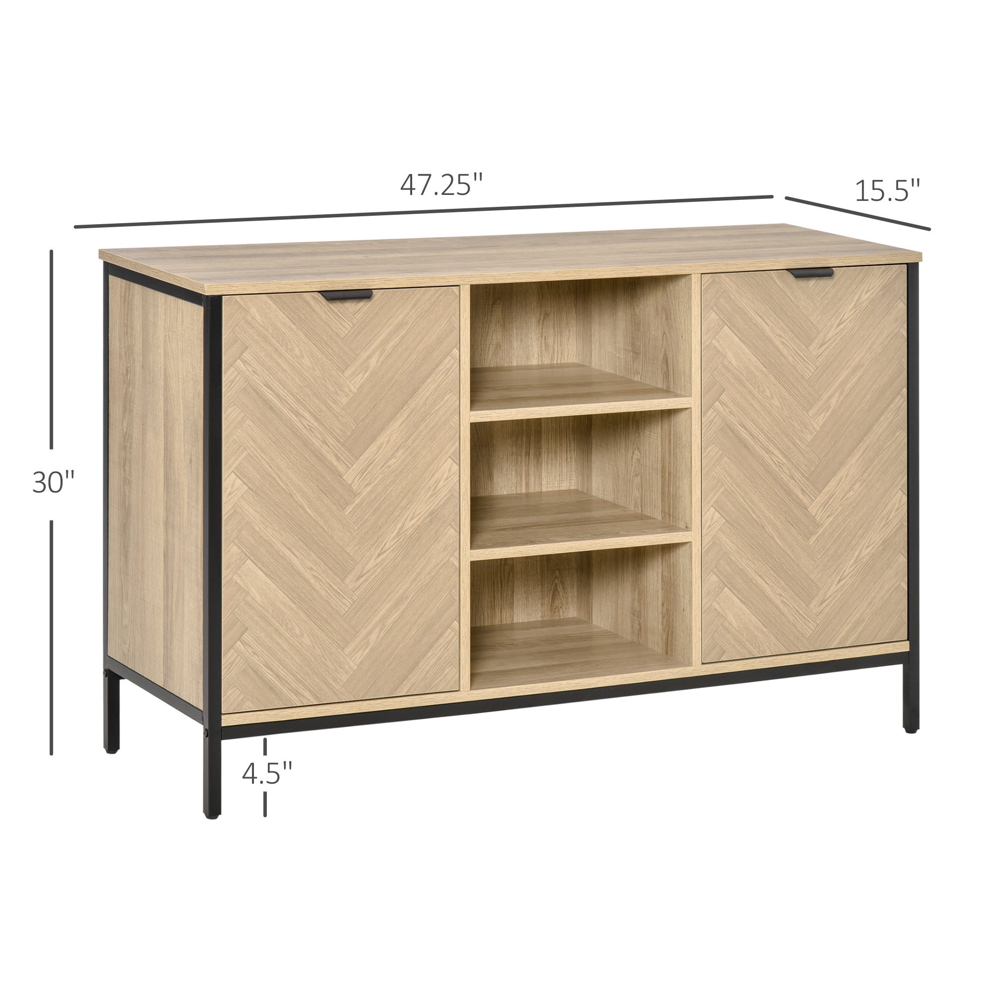 HOMCOM Oak Tone Buffet Storage Cabinet: Sideboard Bar Cabinet with 2 Doors and Adjustable Shelves for Dining Room, Kitchen