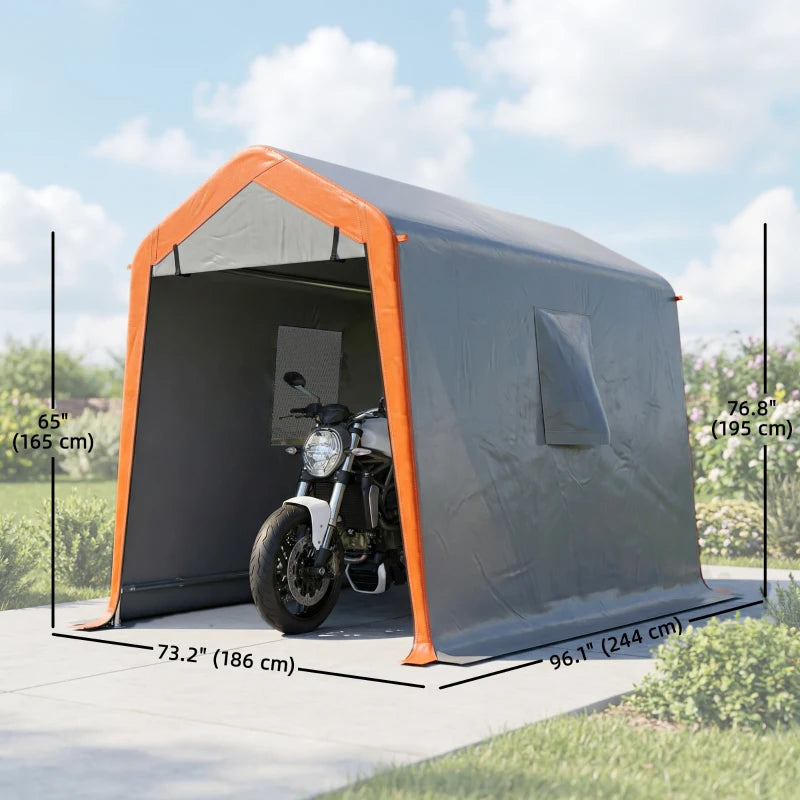6' x 8' Portable Shed, Outdoor Storage Shed Tent with Doors, Windows, Waterproof Motorcycle Bike Tent, Light Grey