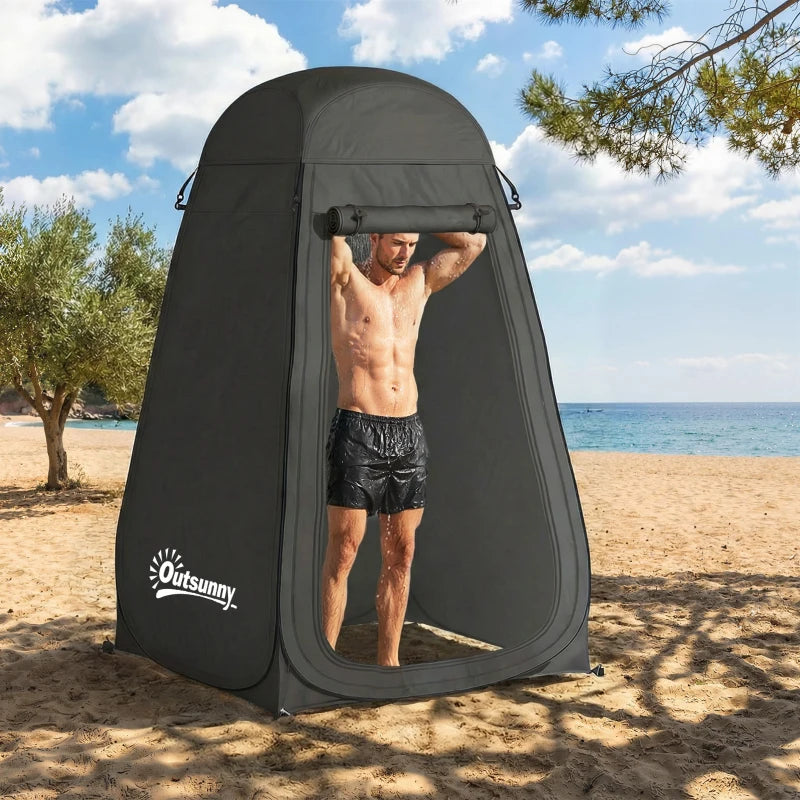Pop Up Shower Tent, Portable Privacy Room for Outdoor Changing, Dressing, Fishing Storage with Carrying Bag, Black