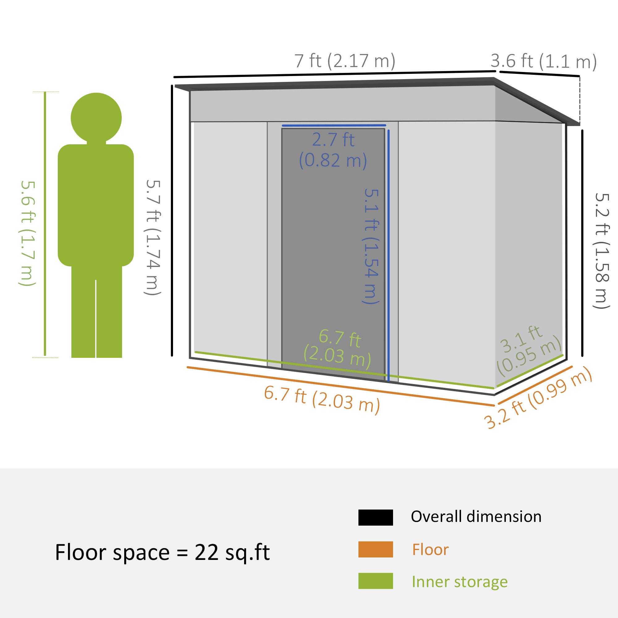 Outsunny 7' x 4' Outdoor Storage Shed, Metal Garden Tool Storage House Organizer with Lockable Sliding Doors and Vents for Backyard Patio Lawn, Light Grey