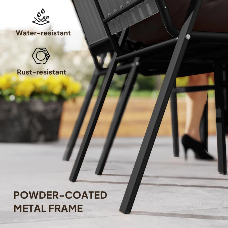 Stackable Outdoor Dining Chairs Set of 4, for Patio, Balcony, Deck, Garden, Black
