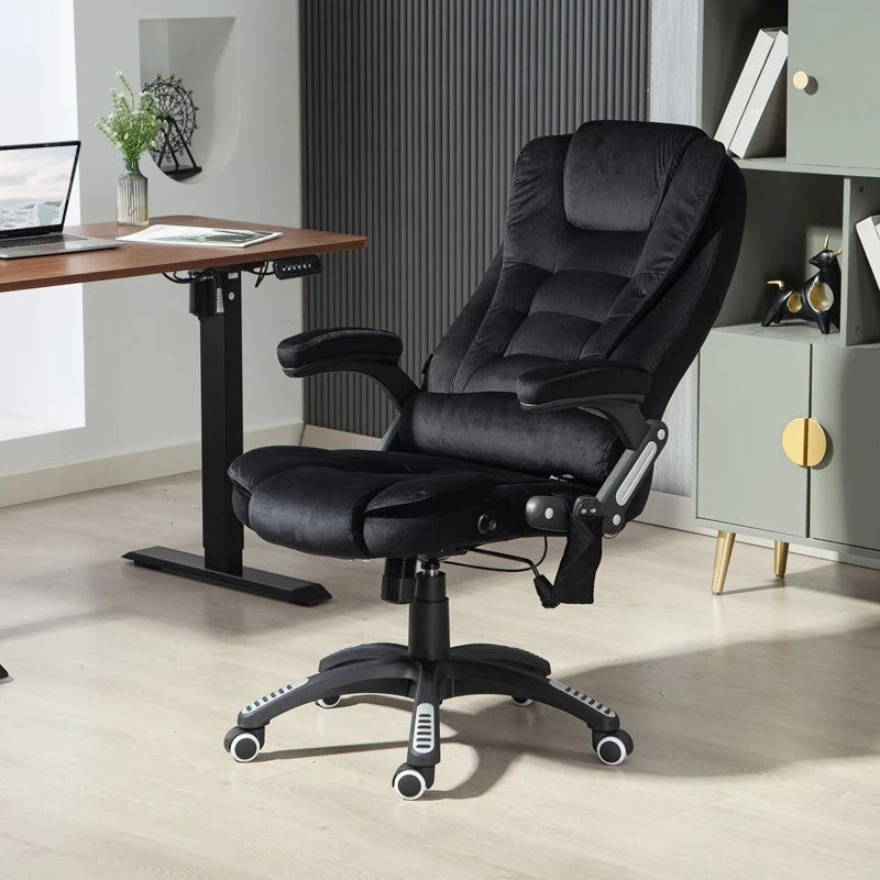 6 Point Vibrating Massage Office Chair, High Back Executive Chair with Reclining Back, Swivel Wheels, Black