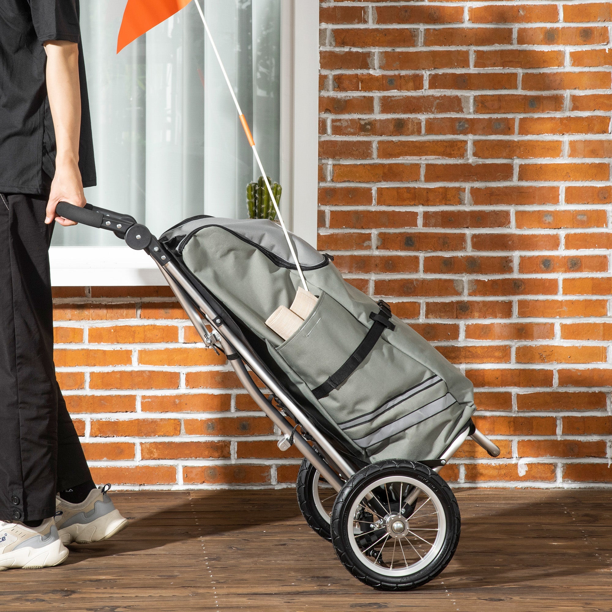 Soozier Bike Trailer, Bicycle Cargo Trailer with 12" Wheels, Reflective Strips, Outdoor Wagon Carrier with Aluminum Frame