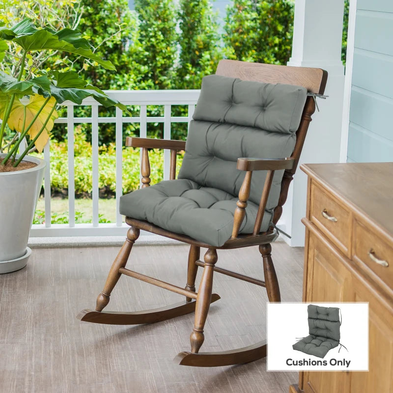 Outdoor Patio Chair Seat/Back Chair Cushion Replacement, Tufted Pillow with Thick Filling and String Ties, Dark Grey