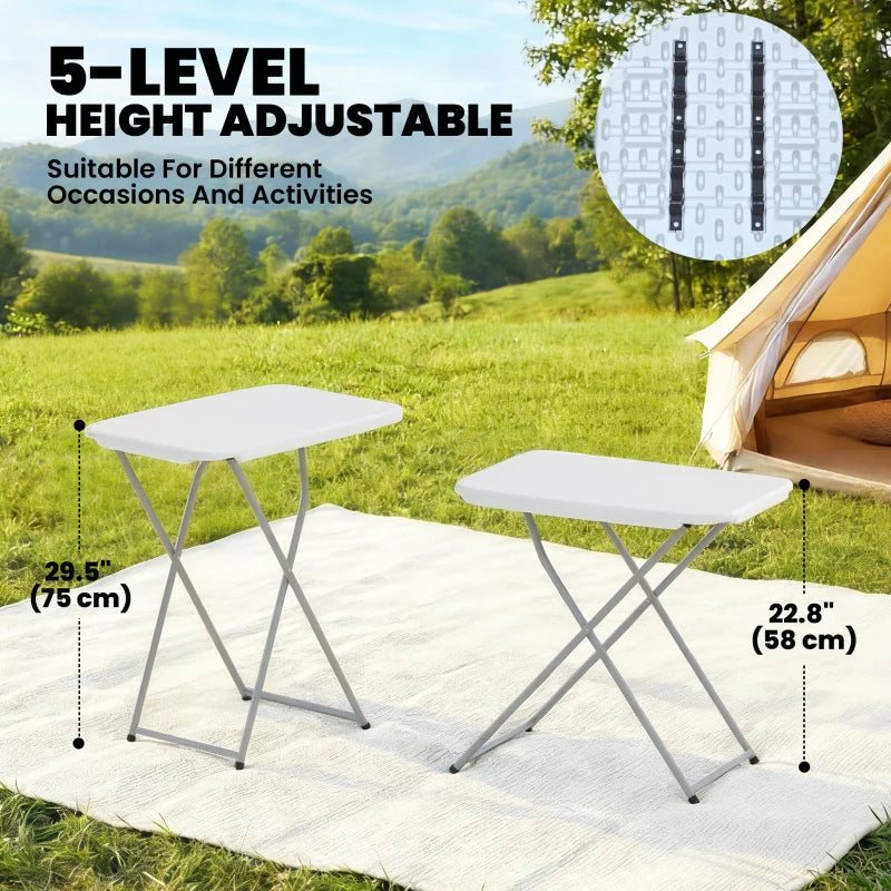Folding Picnic Table 5-Level Height Adjustment, Portable Camping Table for Outdoor Indoor Use 30" x 20", White
