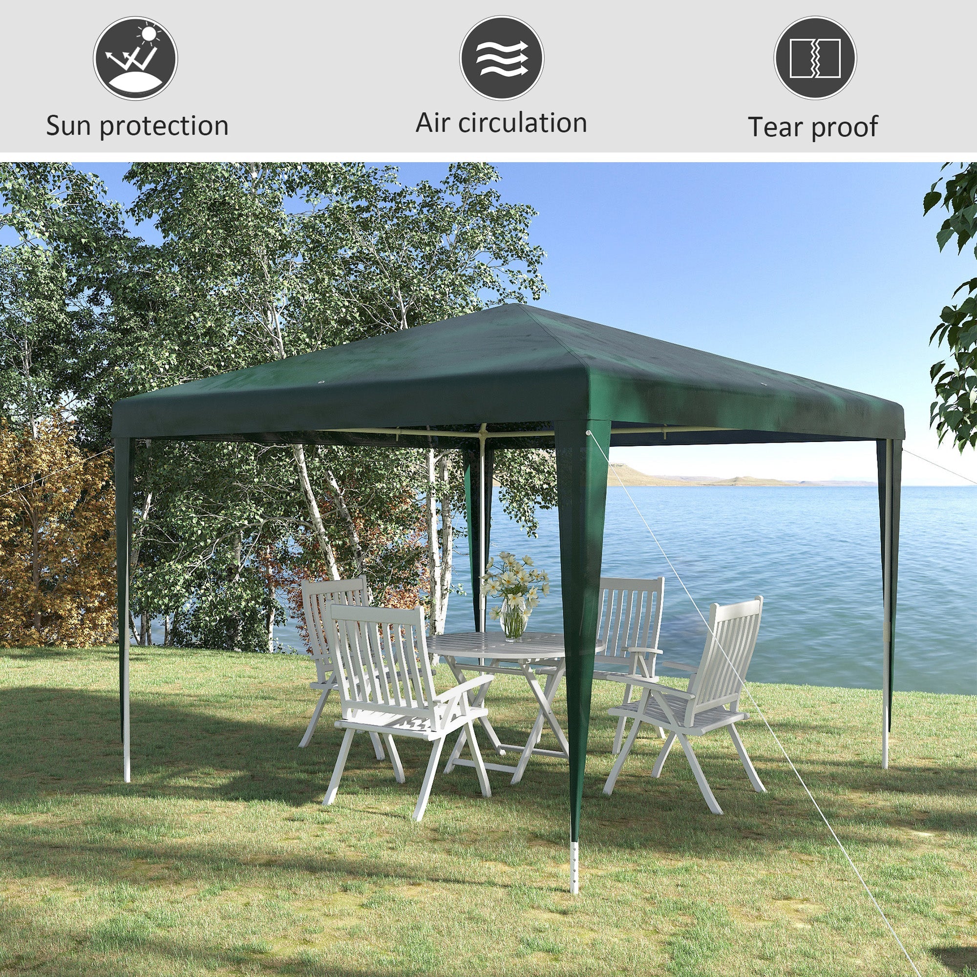 Outsunny Verdant Retreat: 10x10ft Folding Party Tent, Portable Gazebo Outdoor Canopy Garden Sunshade, Green Oasis