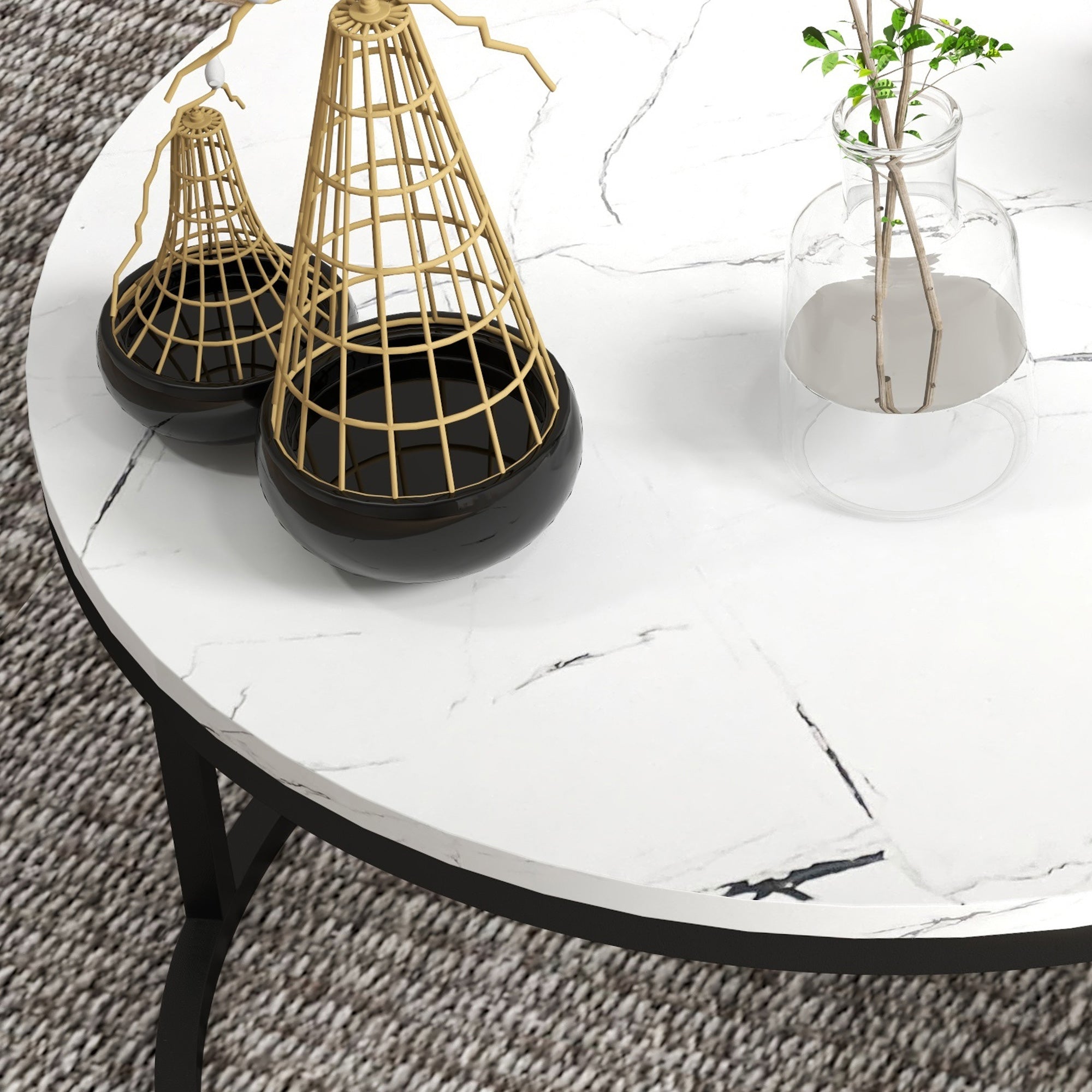 Homcom Metal Nesting Side Tables: Modern Set of 2 for Living Room, Bedroom or Office Space