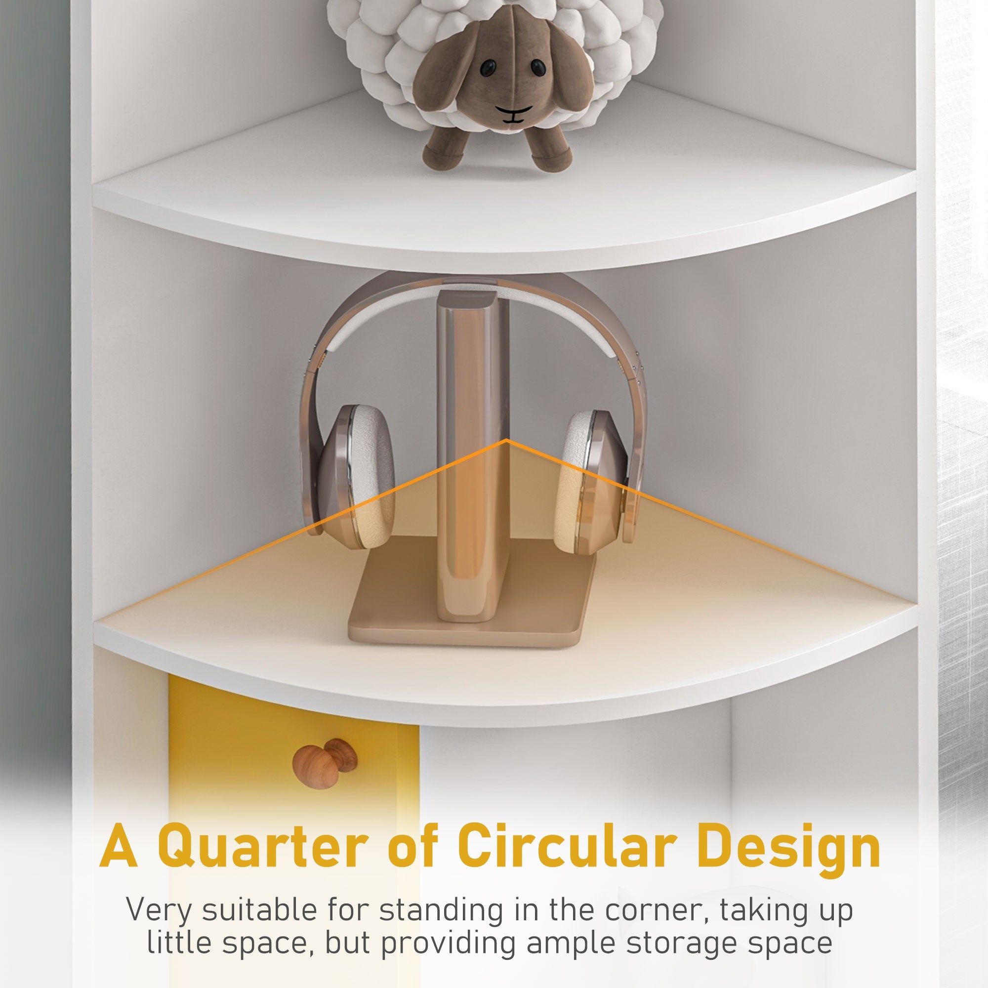 HOMCOM Corner Convenience: 5-Tier Bookshelf with Storage Cupboard Door Organizer for Home Office, White Finish