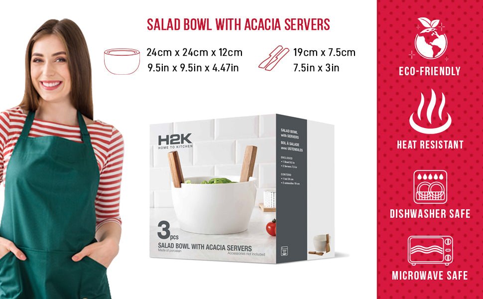 Salad Set Bowl With Acacia Servers