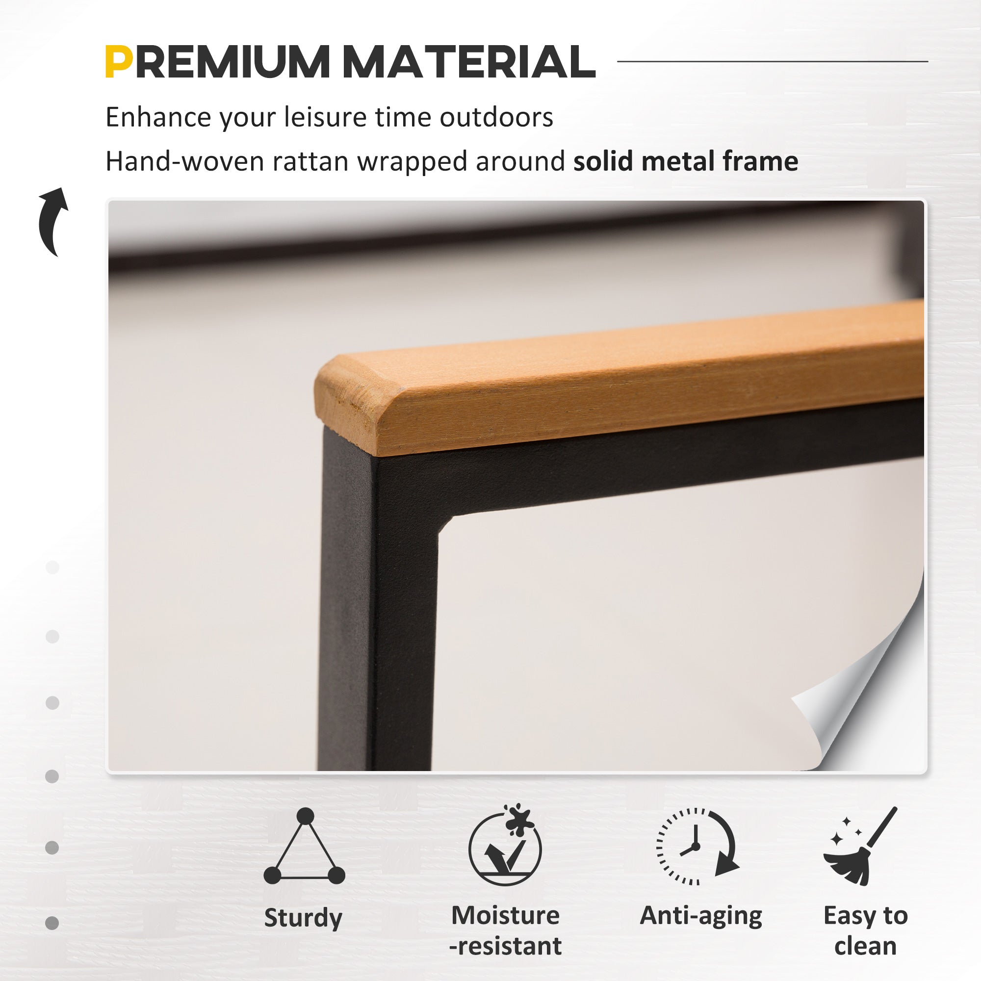 Outsunny 4-Piece Cushioned Rattan Wicker Outdoor Chair Loveseat Patio Furniture Set