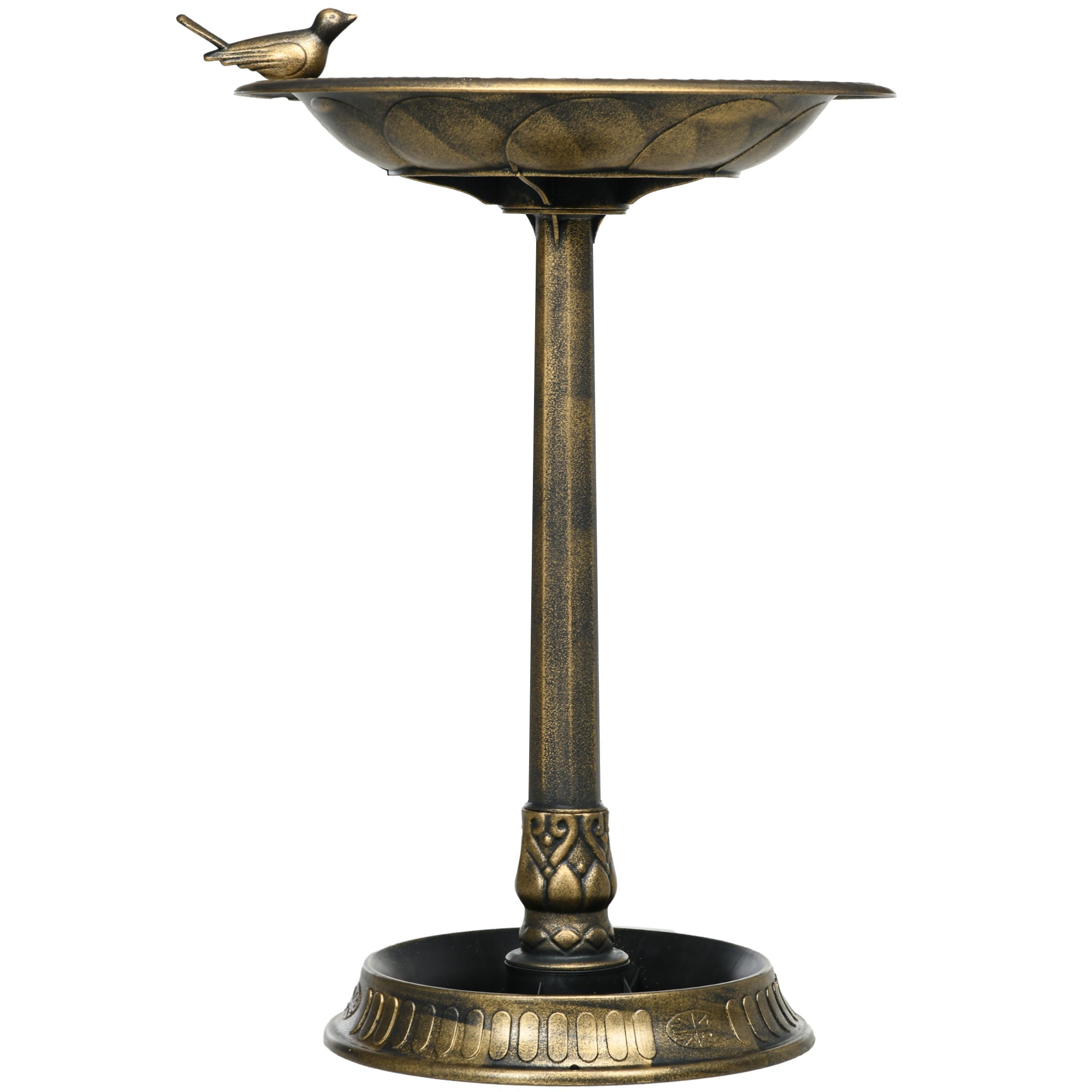 Outsunny 28" Bird Bath for Outdoors, Vintage Birdbath with Bird Decoration and Flower Planter Base, Bird Feeder Bowl, Bronze