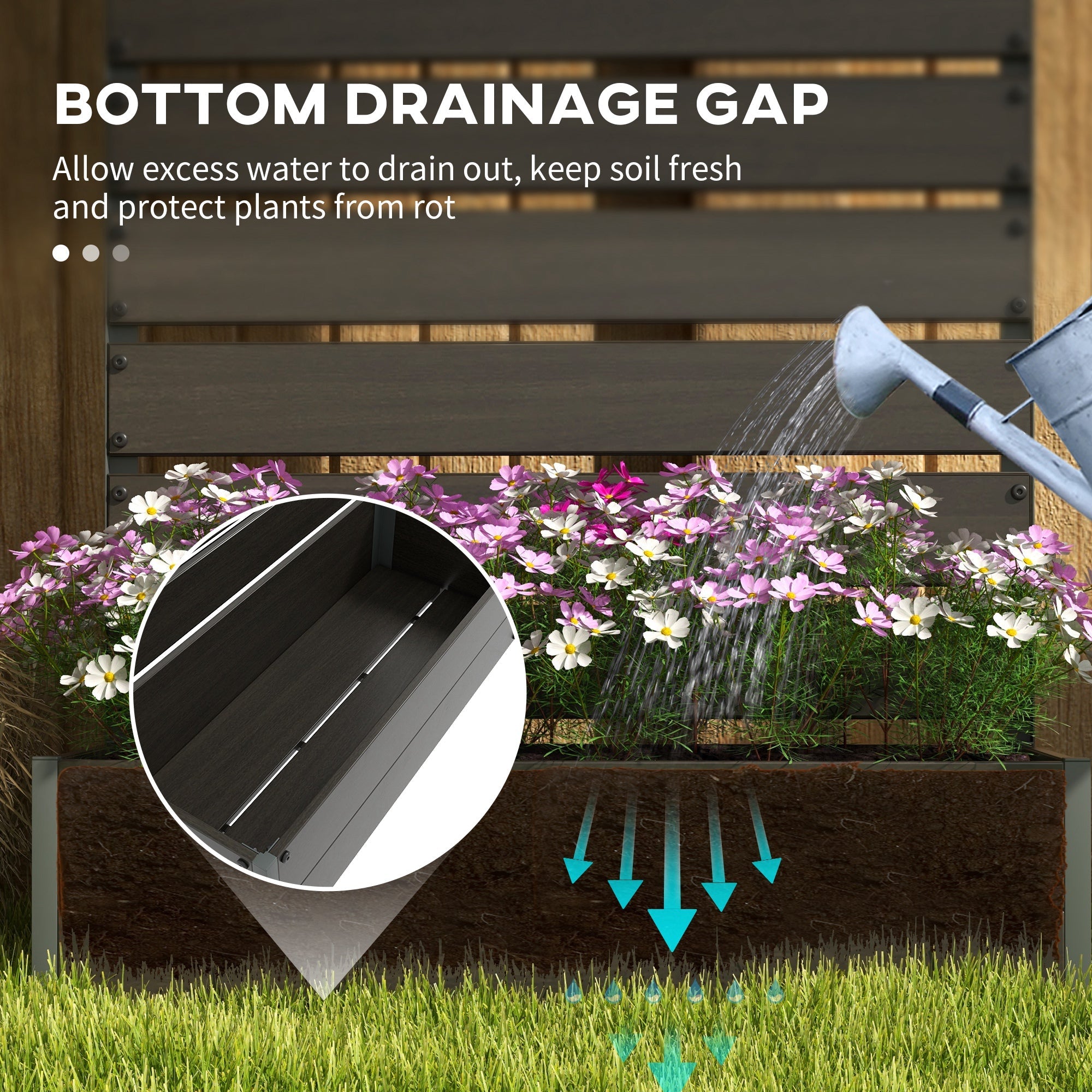 Outsunny Trellis Planter for Climbing Plants, Raised Garden Bed with Trellis, Planter Box for Outdoor Garden, Black