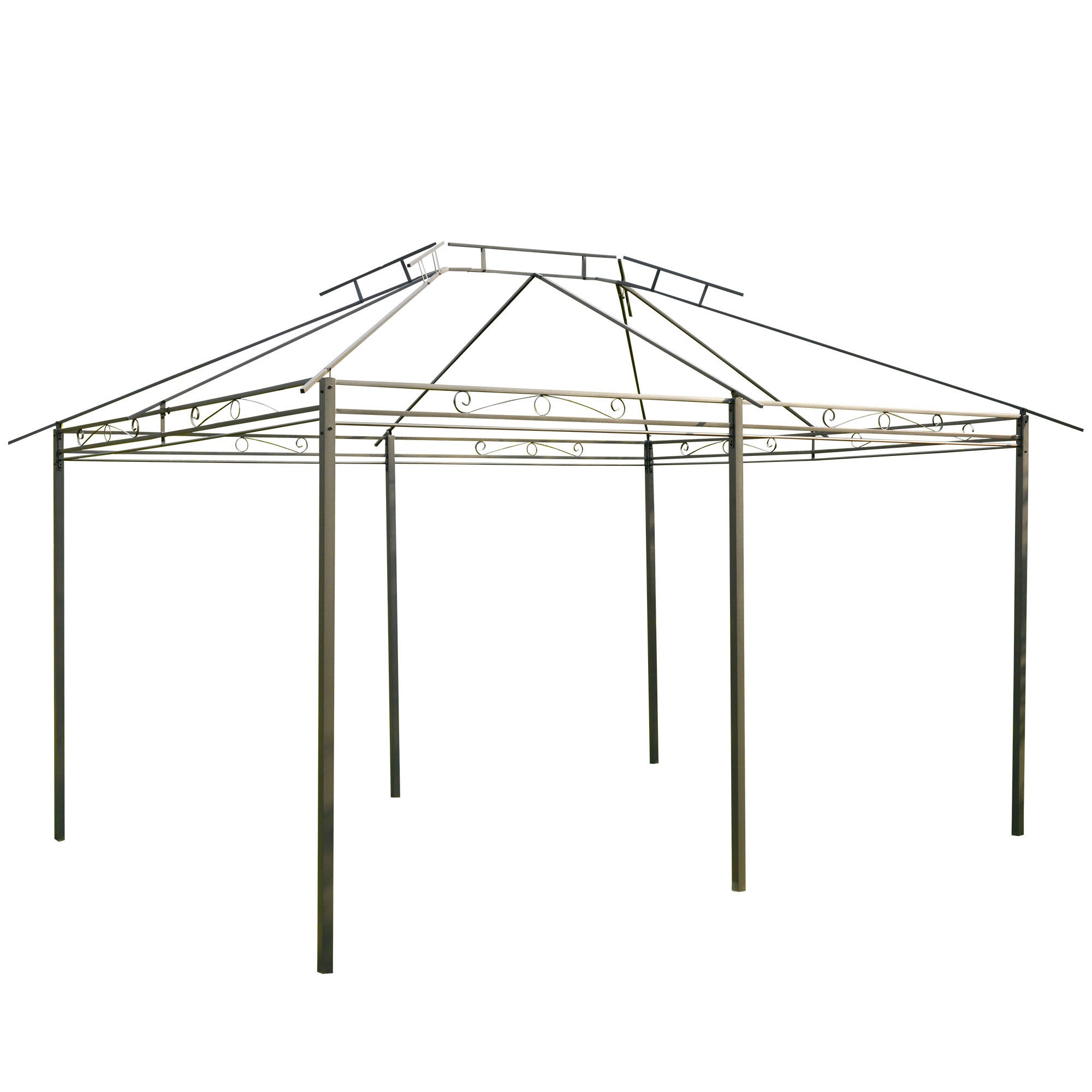 Outsunny 13'L x 10'W x 8.7'H Patio Gazebo Outdoor 2-Tiers Garden Canopy Yard Sunshade Shelter with Curtains Grey