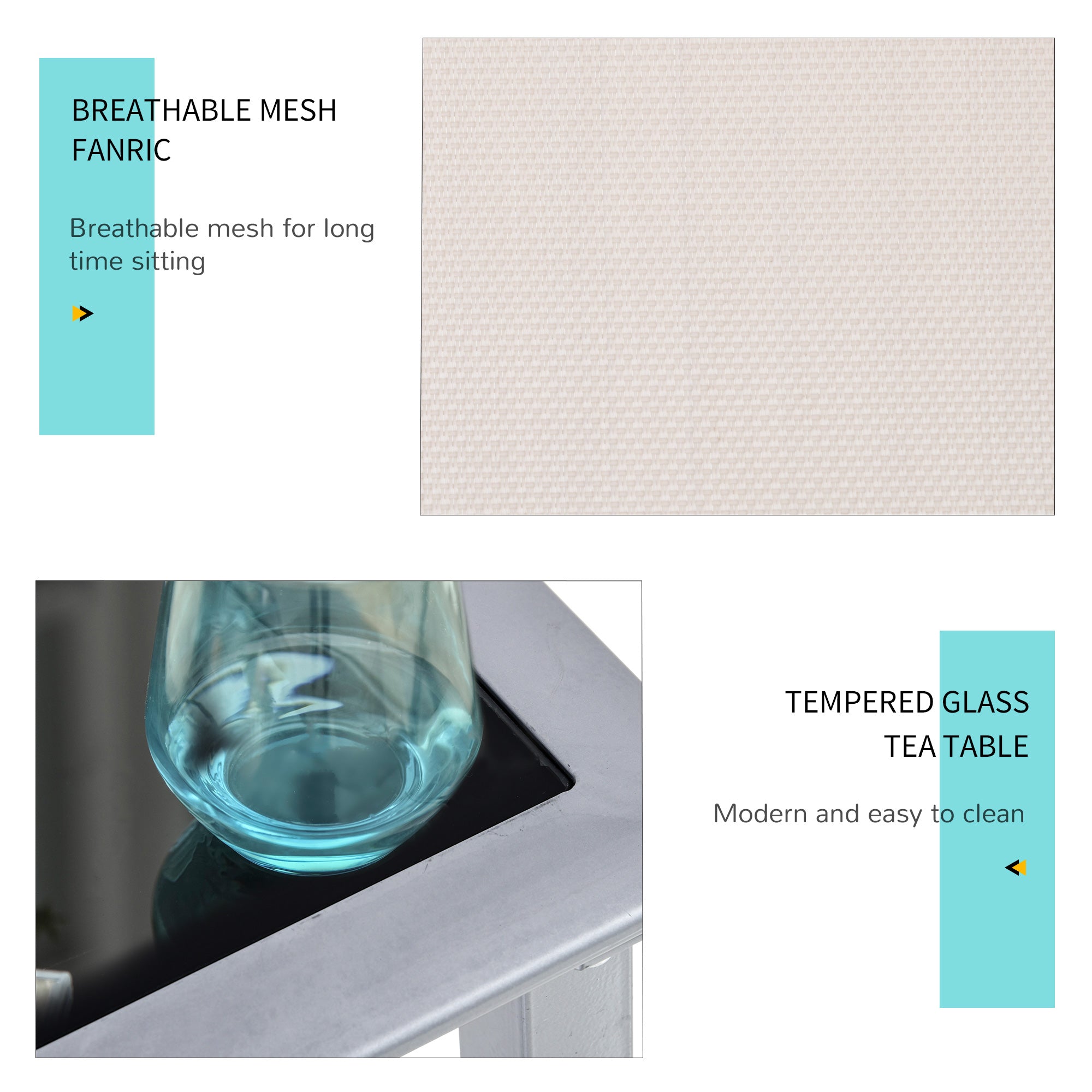 Outsunny 3 Pieces Patio Lounge Chair Set Outdoor Sunbathing Chair with Table for Yard Garden, Cream White