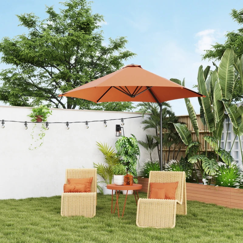 8.5FT Offset Patio Umbrella with 360° Rotation, Outdoor Cantilever Roma Parasol Hanging Sun Shade Canopy Shelter with Cross Base, Orange