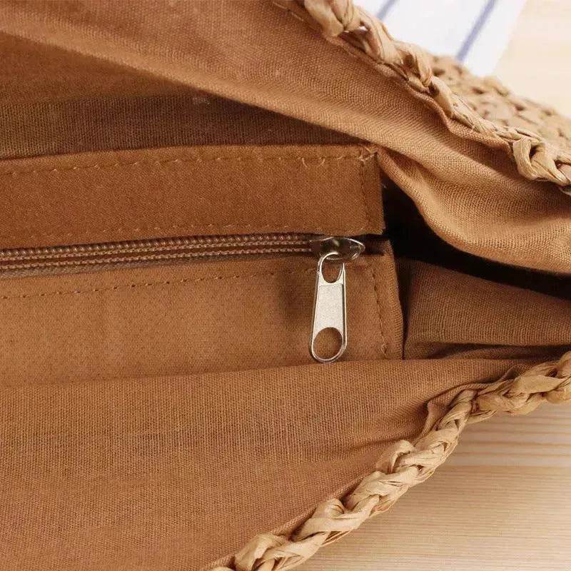 Simple Round Shoulder Bag Straw Handbag Summer Beach Bags