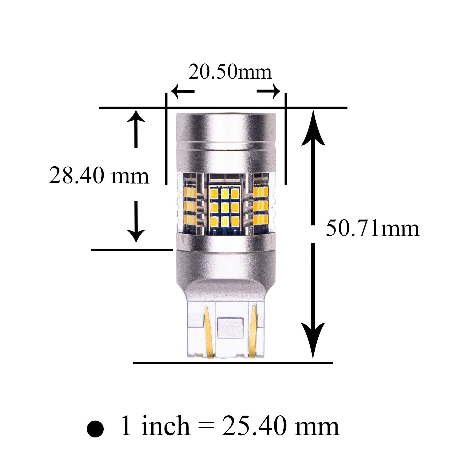7443 7444 T20 LED Turn Signal Light Anti Hyper Flash CANBUS Error Free Switchback Dual Color Bulb White Amber | G54 Series HYUGA (Pack of 2)