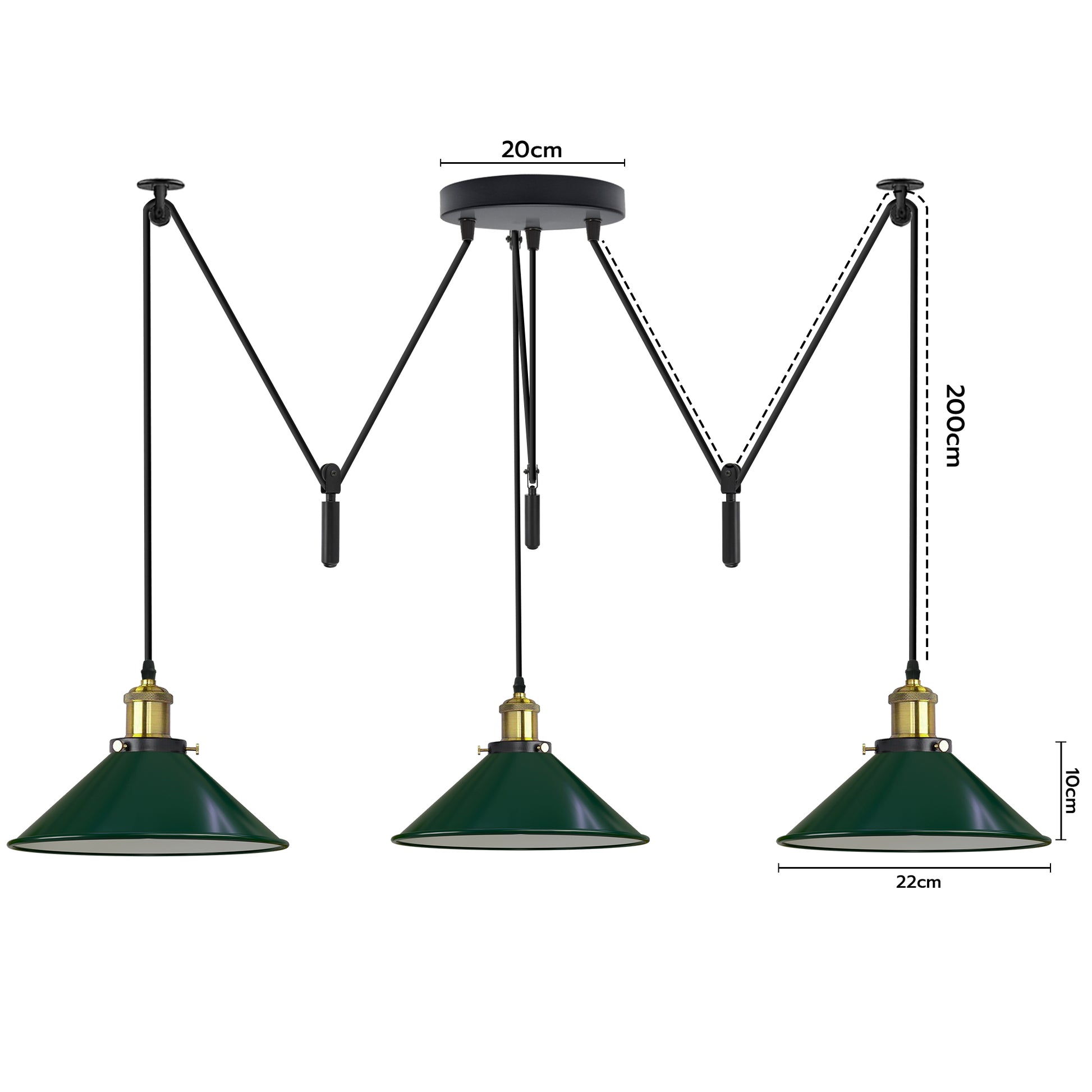 3 Head Cone Shape Spider Pendant Light~ 1757