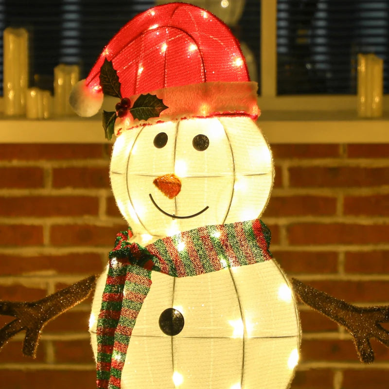 Lighted Christmas Decoration, Outdoor Christmas Snowman with LED Lights, Stakes, Zip Ties, IP44 Waterproof