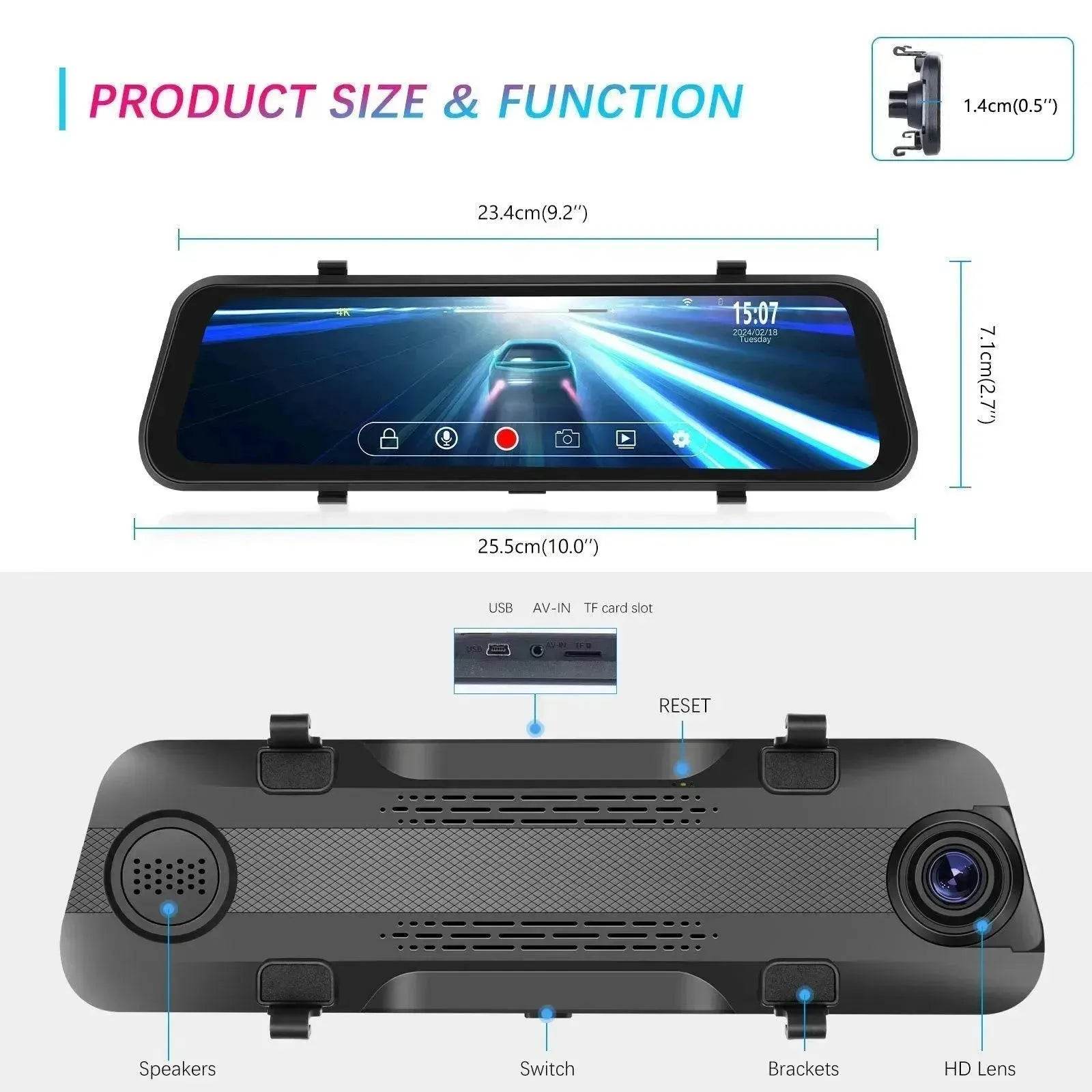 Smart Streaming Media Touch HD Built-in Front HD Resolution Rear Mirror LCD Screen Camera