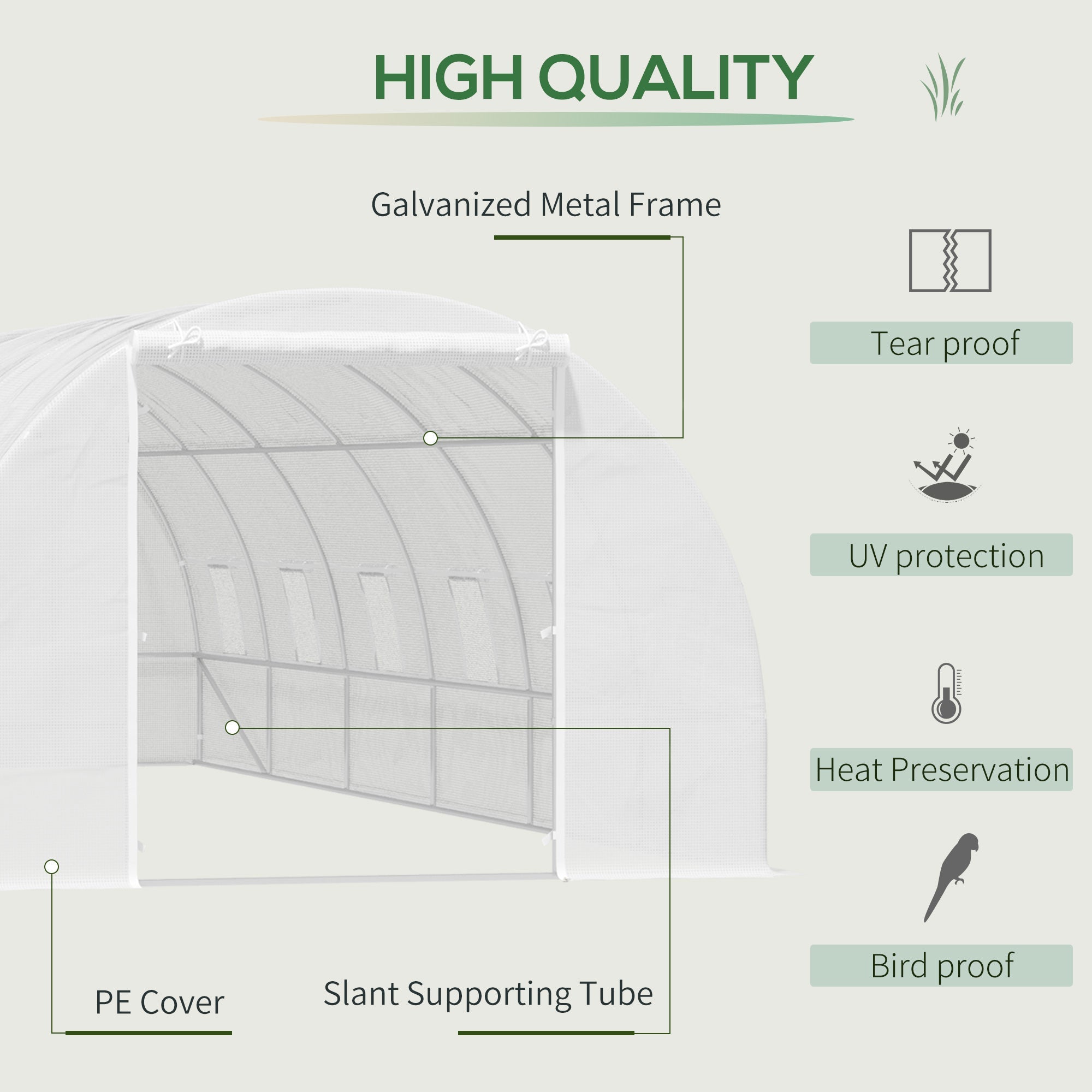 Outsunny 26' x 10' x 6.6' Large Walk in Tunnel Greenhouse Garden Plant Seed Green House Premium Steel Frame