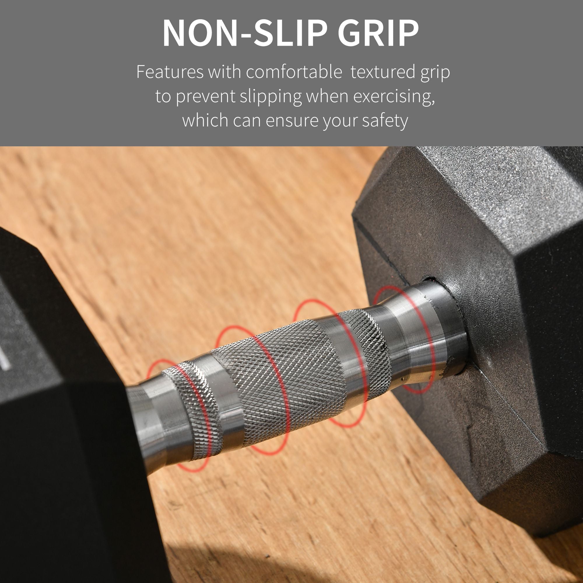 Soozier 50lbs Rubber Dumbbells: Hand Weight Barbell for Body Fitness Training at Home or Office, Black Finish