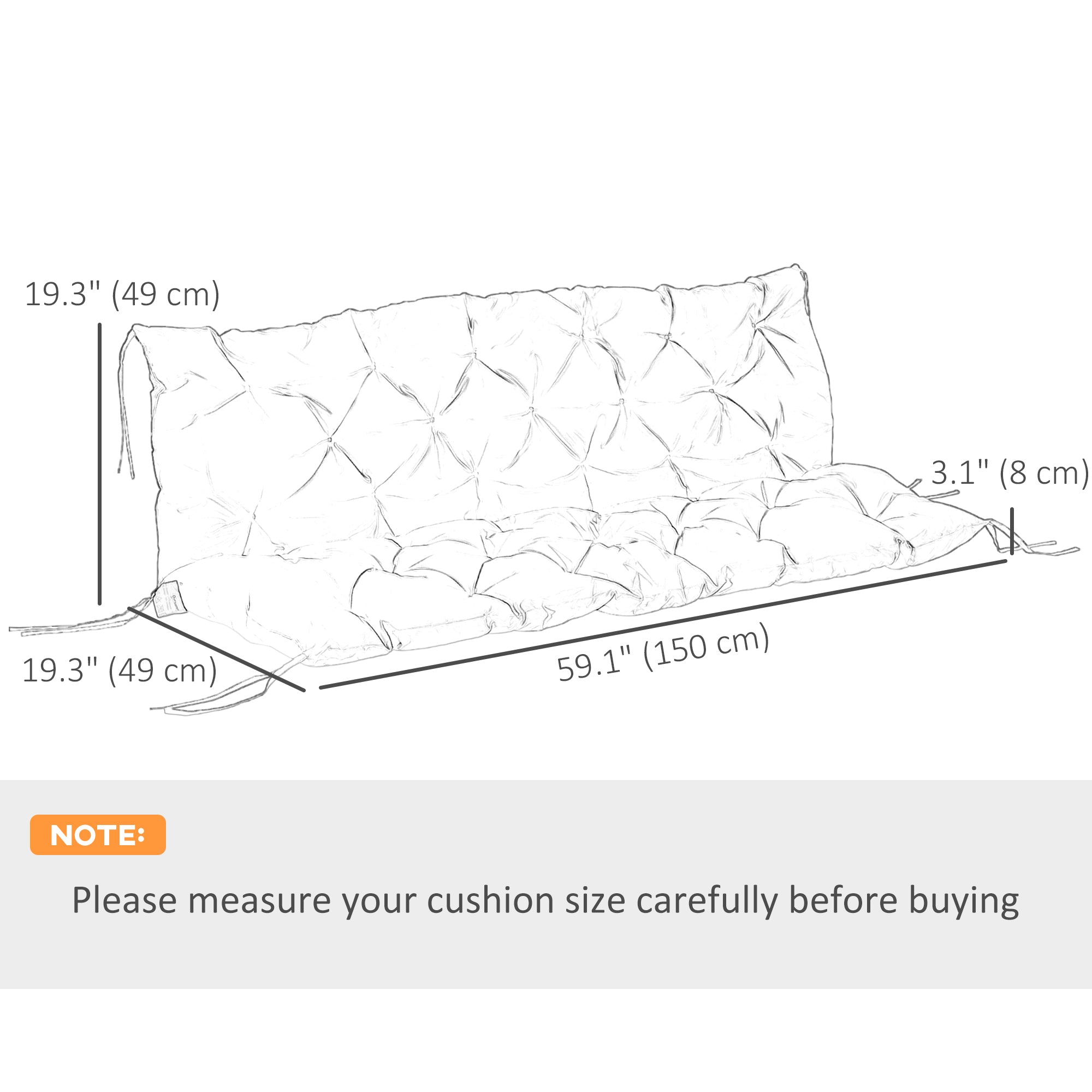 Outsunny 3-Seater Outdoor Bench Swing Chair Replacement Cushions for Patio Garden, Light Green