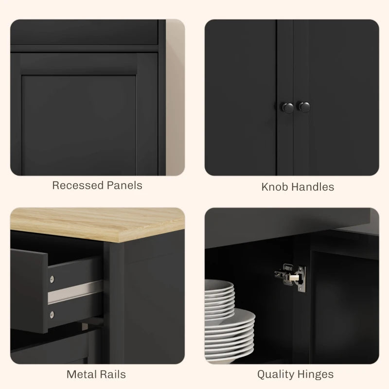 Modern Sideboard, Buffet Cabinet with Storage Drawers, Adjustable Shelves for Living Room, Dining Room, Entryway, Black