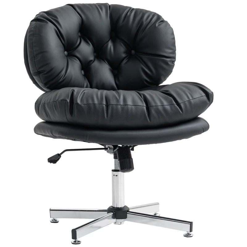 Computer Desk Chair, Armless Office Chair with Wide Padded Seat and Adjustable Height, Black