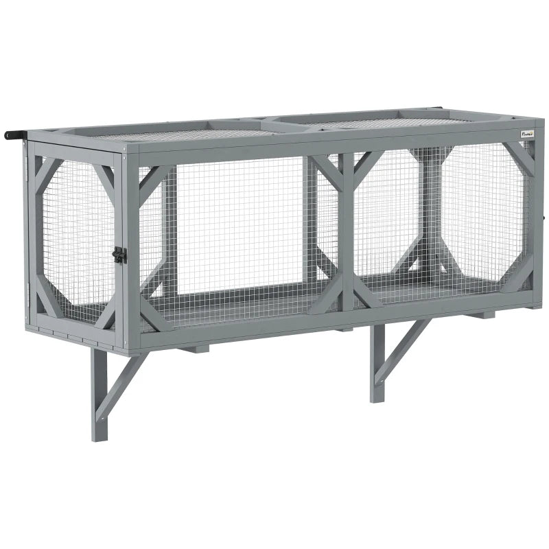 PawHut Wooden Outdoor Cat Tunnel Catio with 2 Access Doors, Wall or Floor Mount Extendable Pet Run