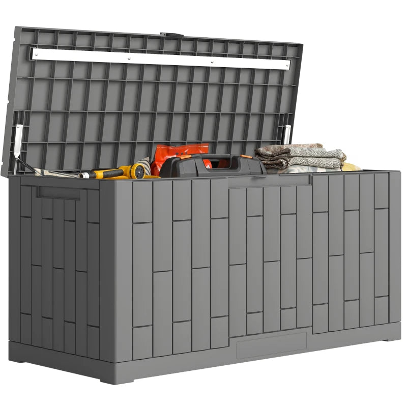 80 Gallon Resin Deck Box, Lockable Outdoor Storage Box, Splash-Resistant & UV Resistant Patio Storage Container