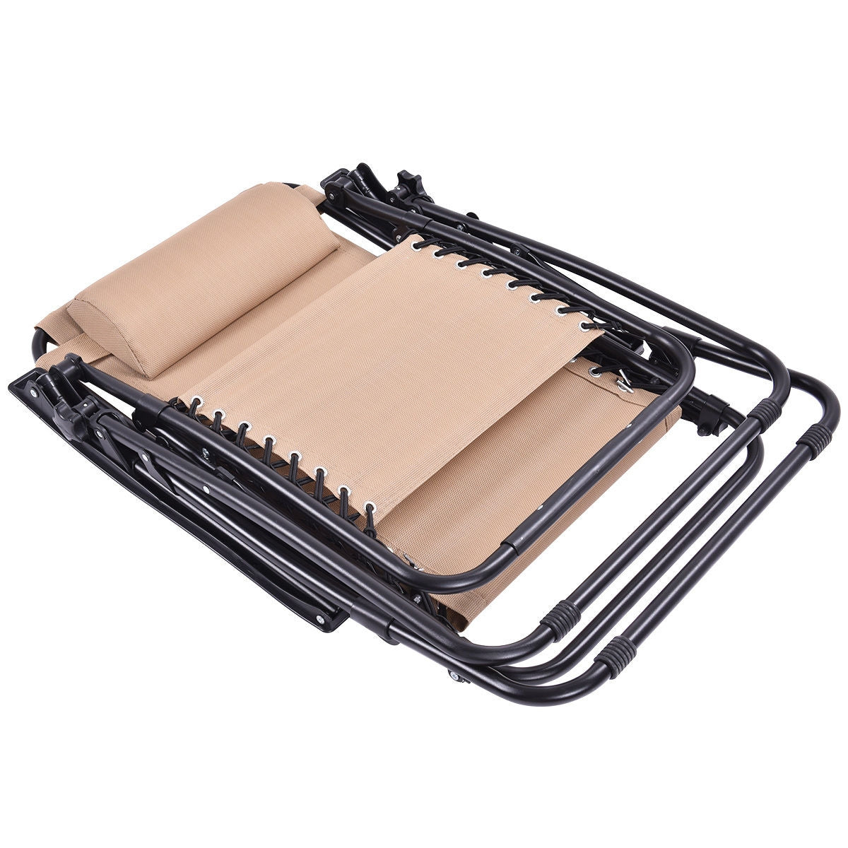 2 Pieces Folding Lounge Chair with Zero Gravity - BeigeÂ
