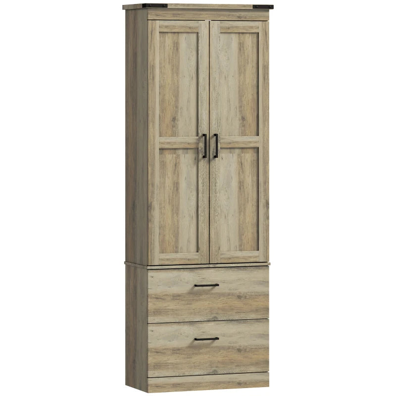 67" Tall Kitchen Pantry Storage Cabinet, Kitchen Pantry Cabinet with Doors, Drawers and Adjustable Shelves, Light Ivory