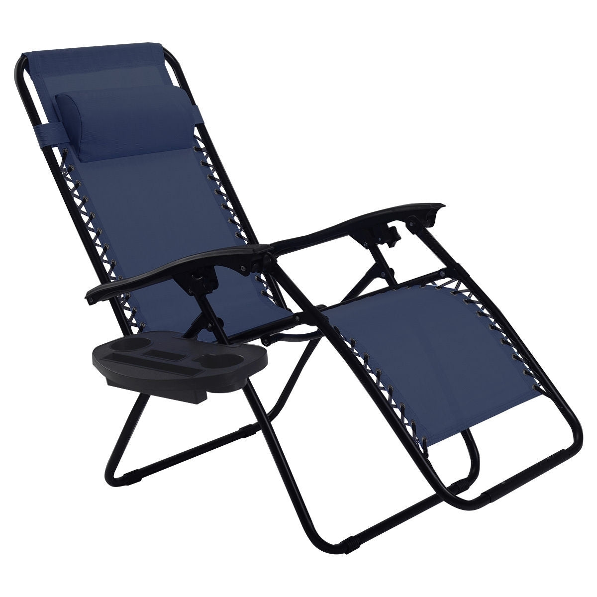 2 Pieces Folding Lounge Chair with Zero Gravity-NavyÂ