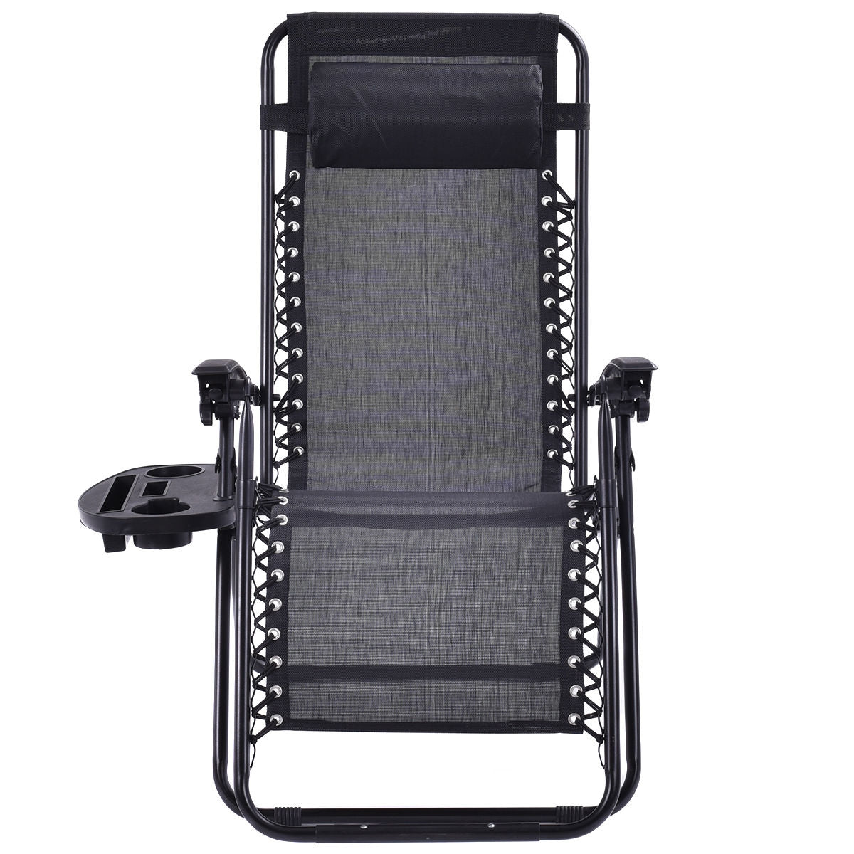 2 Pieces Folding Lounge Chair with Zero Gravity - BlackÂ