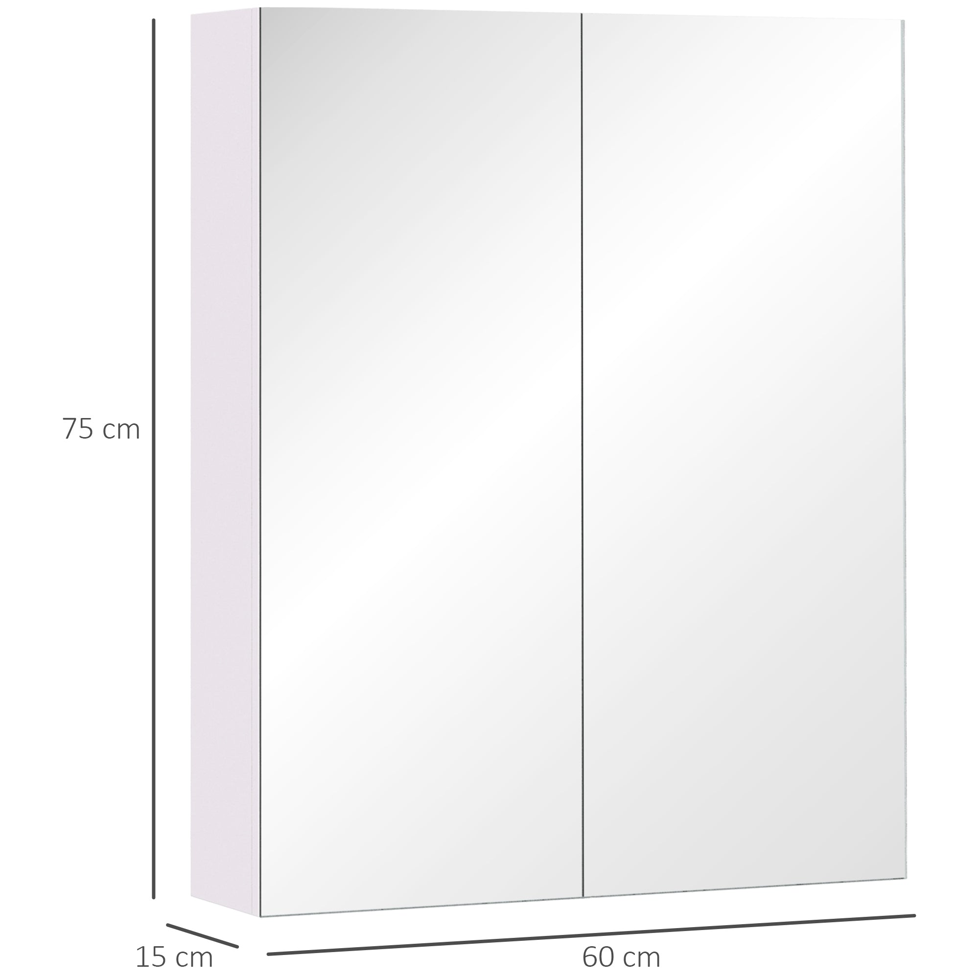 HOMCOM White Over Toilet Cabinet: Wall Mounted Bathroom Storage with Mirror & Adjustable Shelf Behind Double Doors