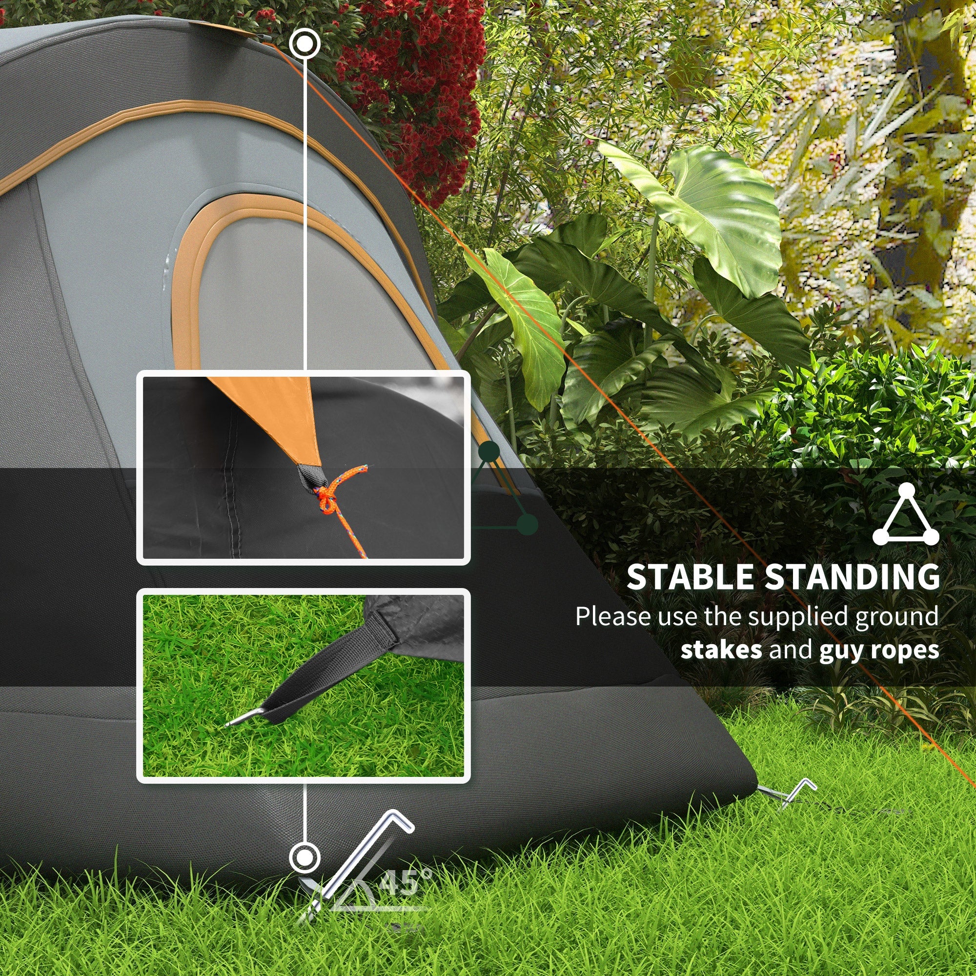Outsunny Family Camping Tent for 5-6 Person with Lighting Hook & Carrying Bag in Cream