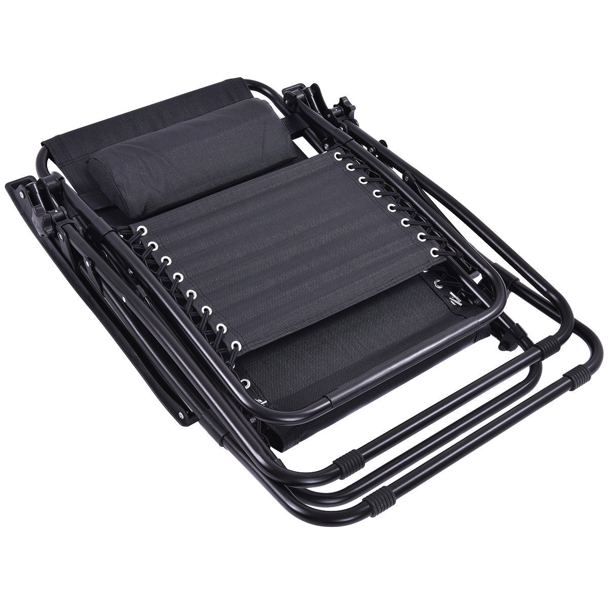 2 Pieces Folding Lounge Chair with Zero Gravity - BlackÂ