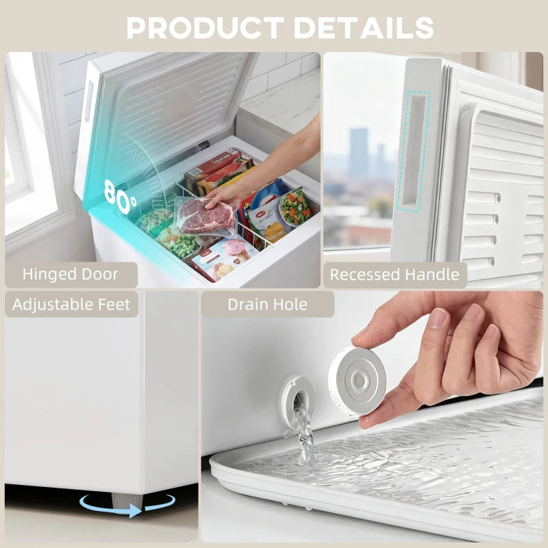 Mini Freezer, 3.5 Cu.Ft Chest Freezer with 5-Setting Adjustable Thermostat, Wire Basket, Quiet Operation, White