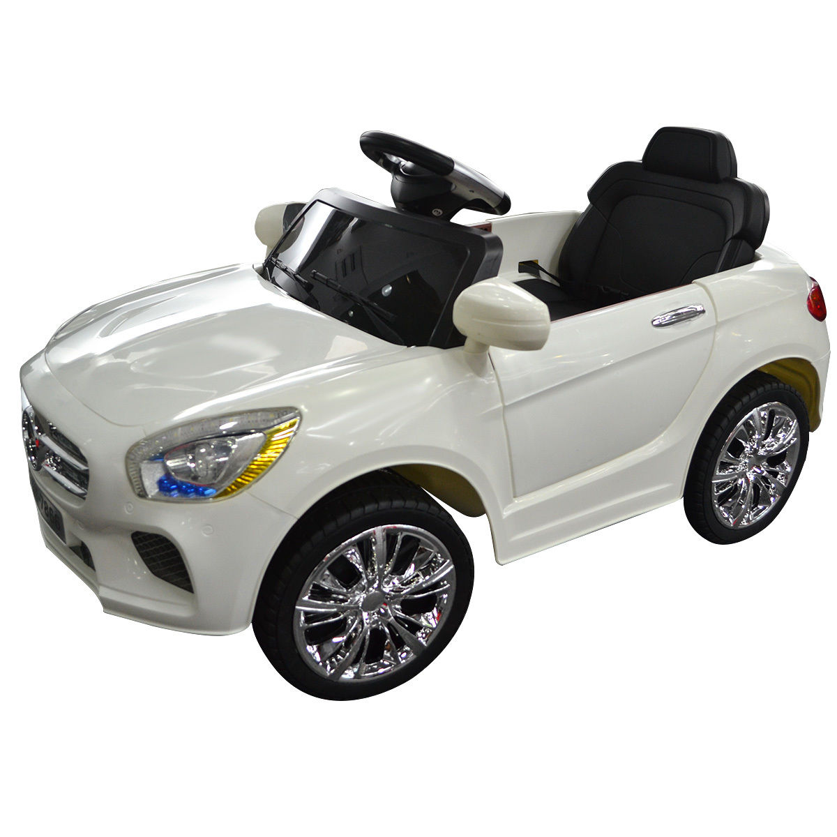 6 V Kids Ride on Car w/ RC + LED Lights + MP3-WhiteÂ