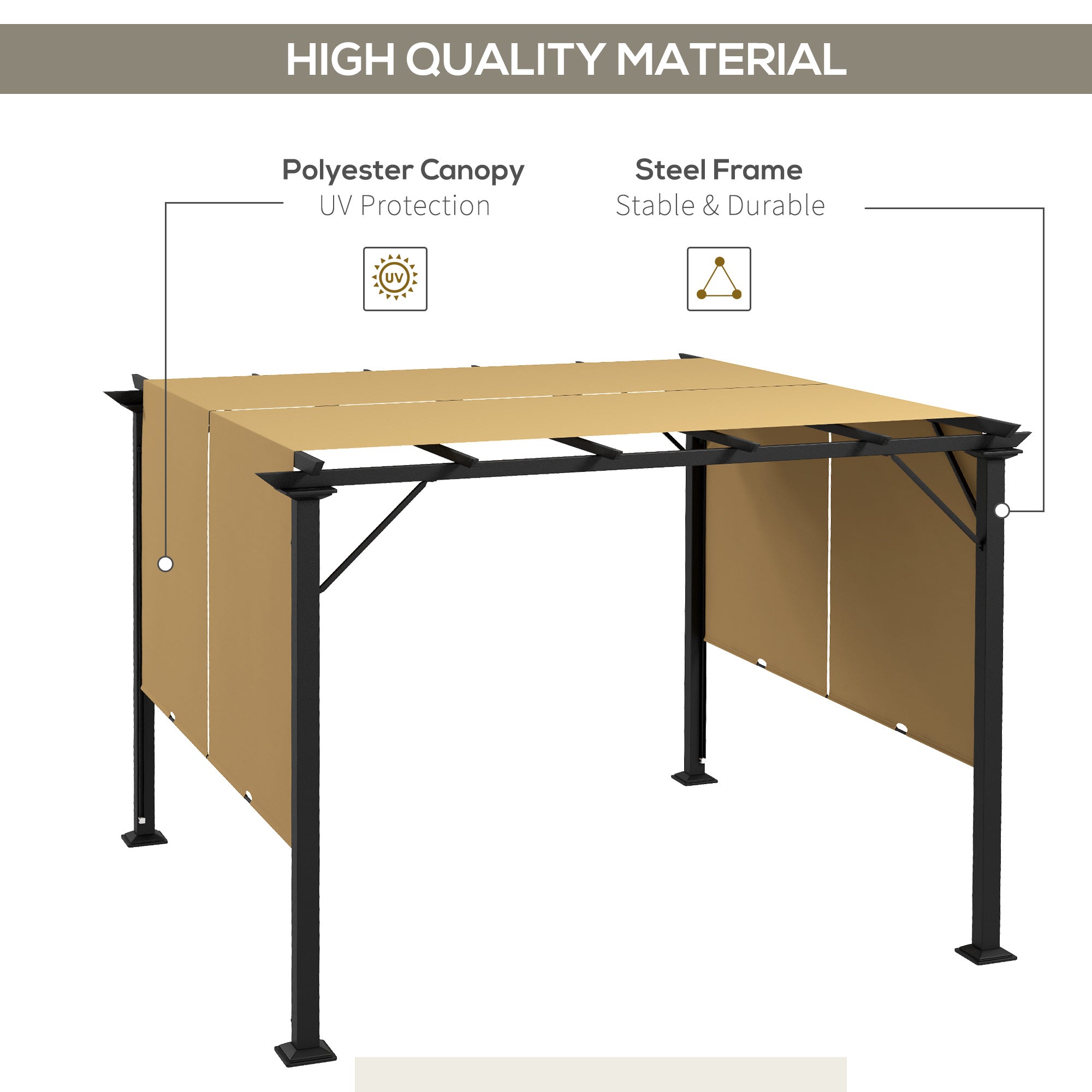 Outsunny 10' x 10' Retractable Pergola Canopy for Backyard, Brown