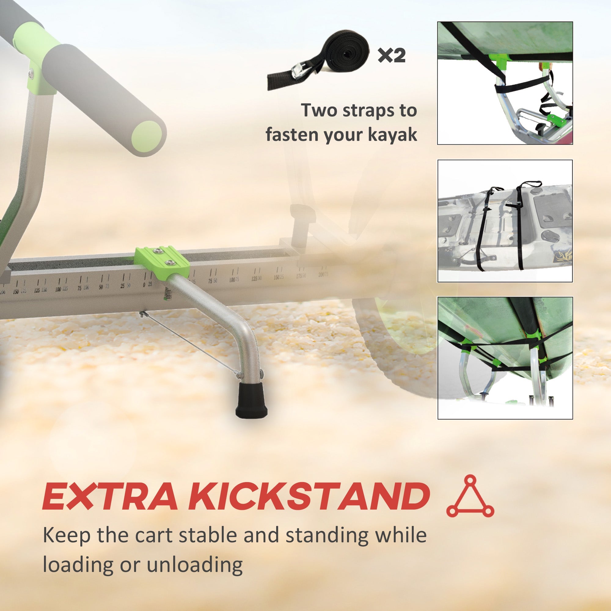 Soozier Kayak Cart Dolly with Adjustable Width and Flat-Free Wheels, Aluminum Frame, for Kayaks, Canoes, Paddleboards