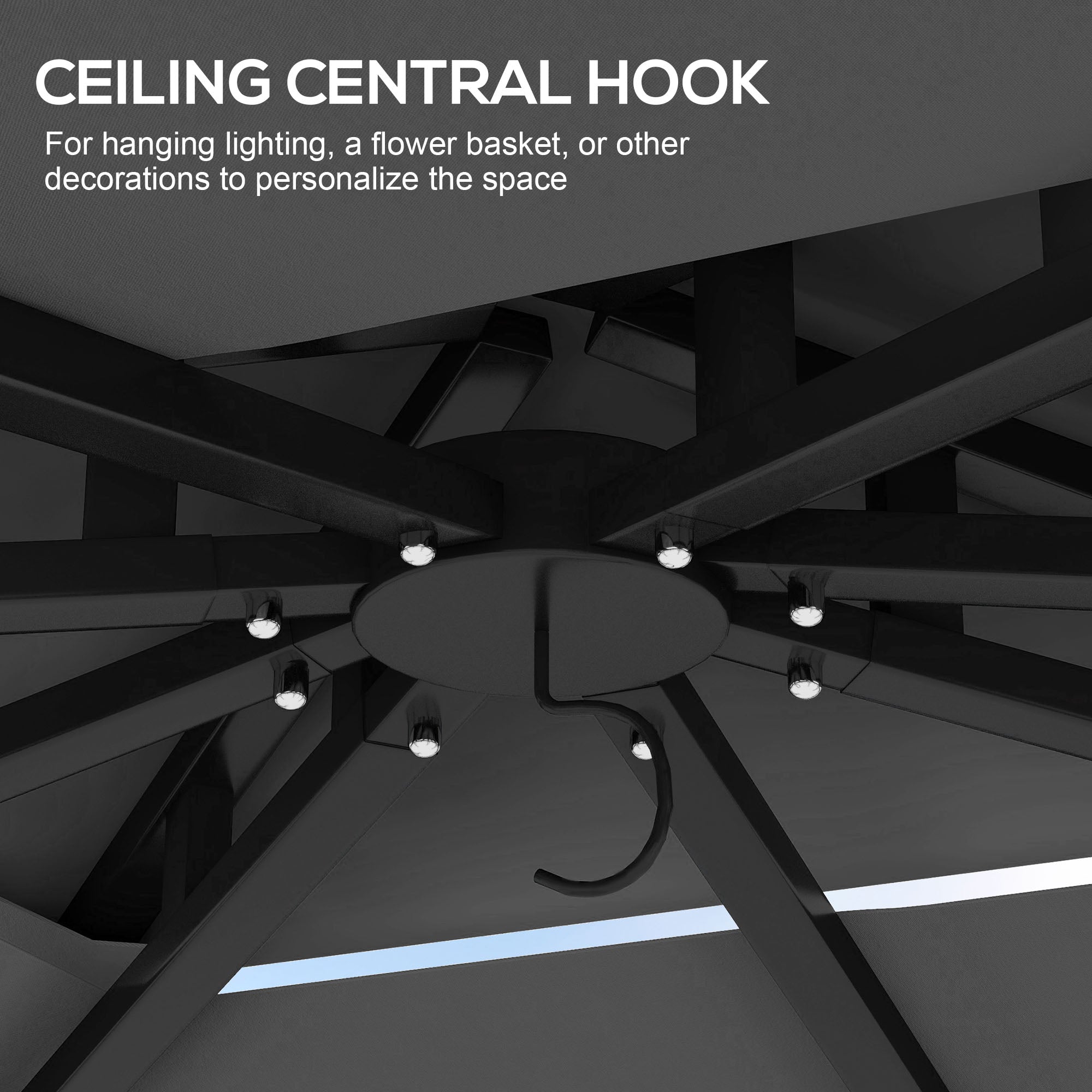 Outsunny 10' x 12' Outdoor Gazebo with Nettings, Patio Gazebo Canopy for Patio Garden Backyard Deck, Dark Grey