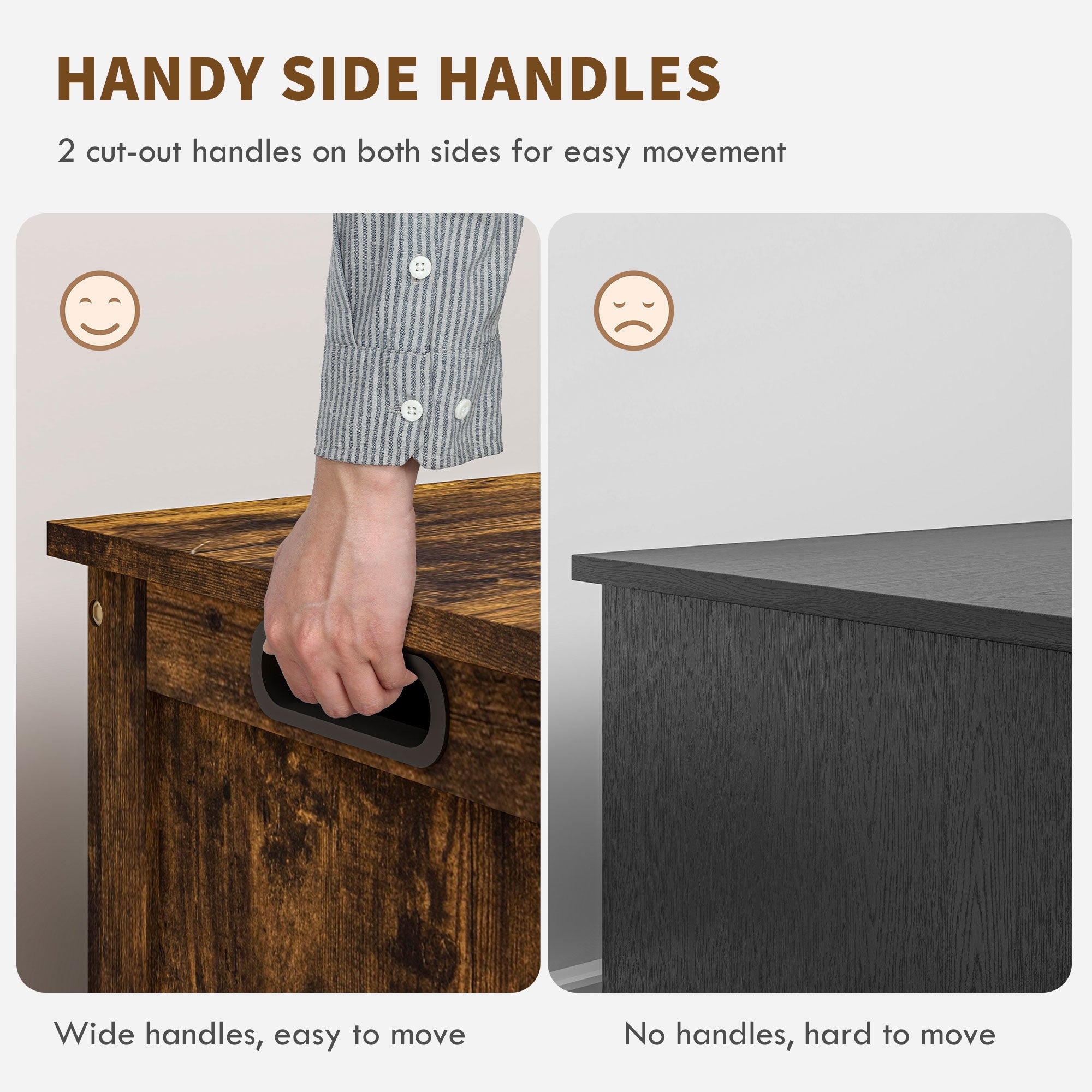 HOMCOM Storage Trunk with 2 Safety Hinges, Modern Entryway Bench with Side Handles, Storage Chest for Living Room, Rustic Brown
