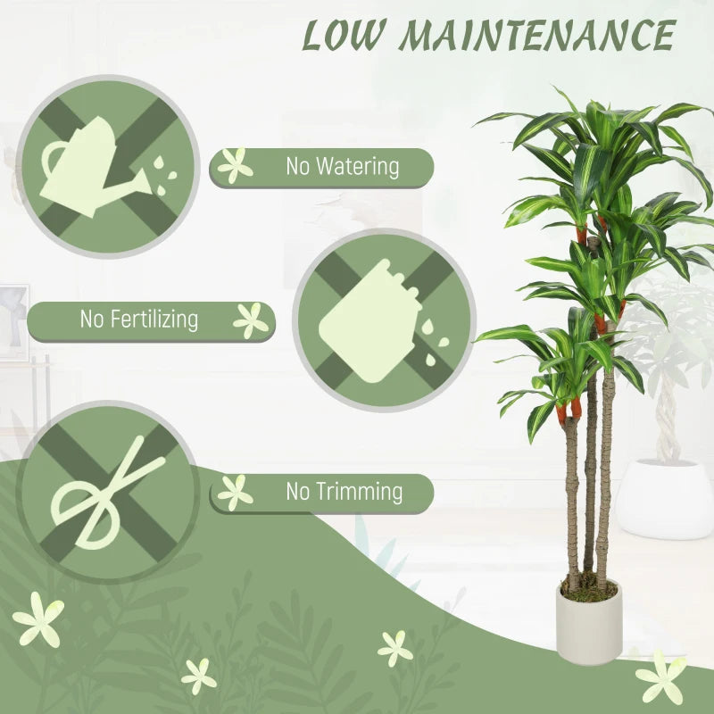 5FT Dracaena Fake Plant, Artificial Plant with Bendable Trunks for Home Office Decor, Green
