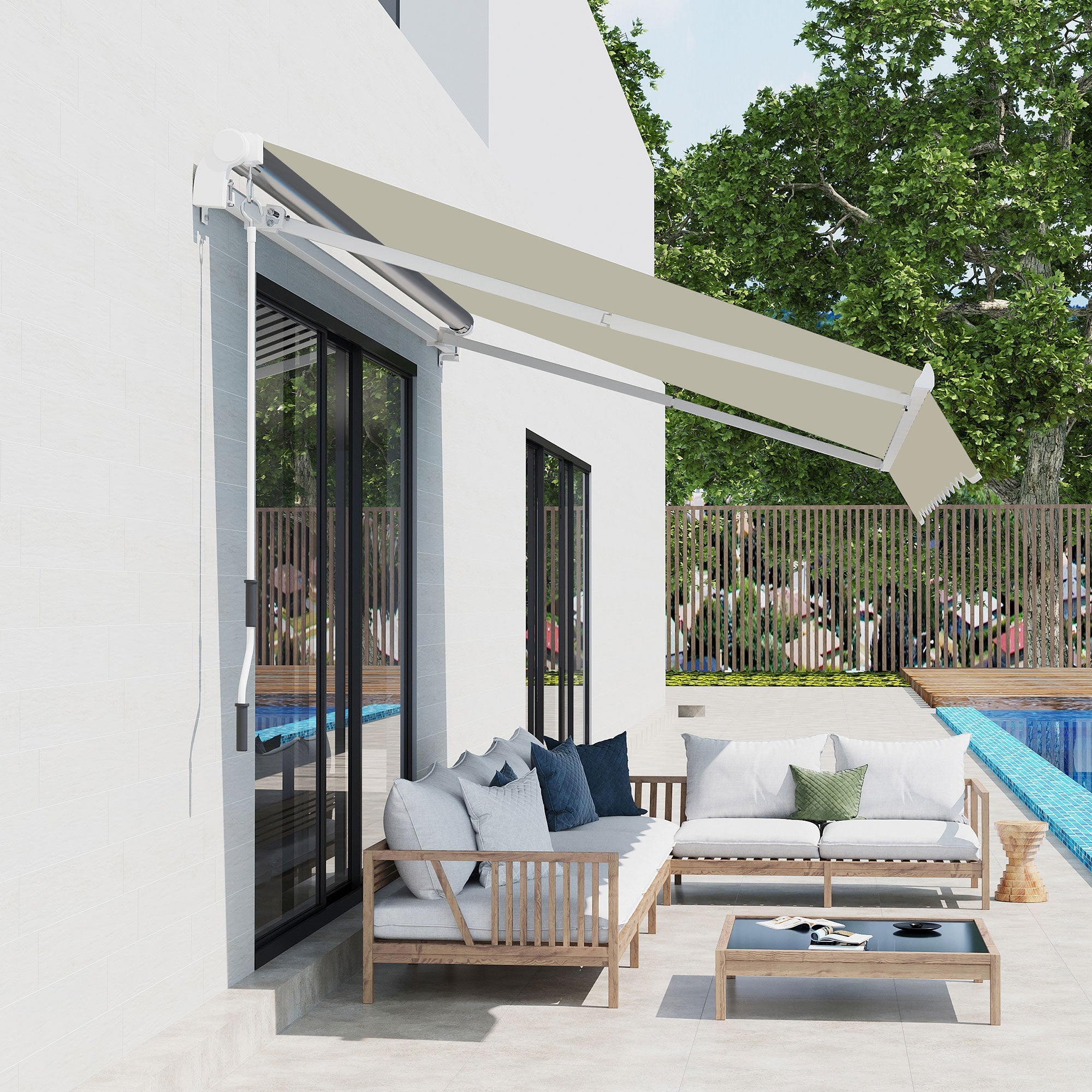 Outsunny Retractable Awning Canopy: 10'x8' Cream White Fabric Replacement for Outdoor UV Blocking Sunshade