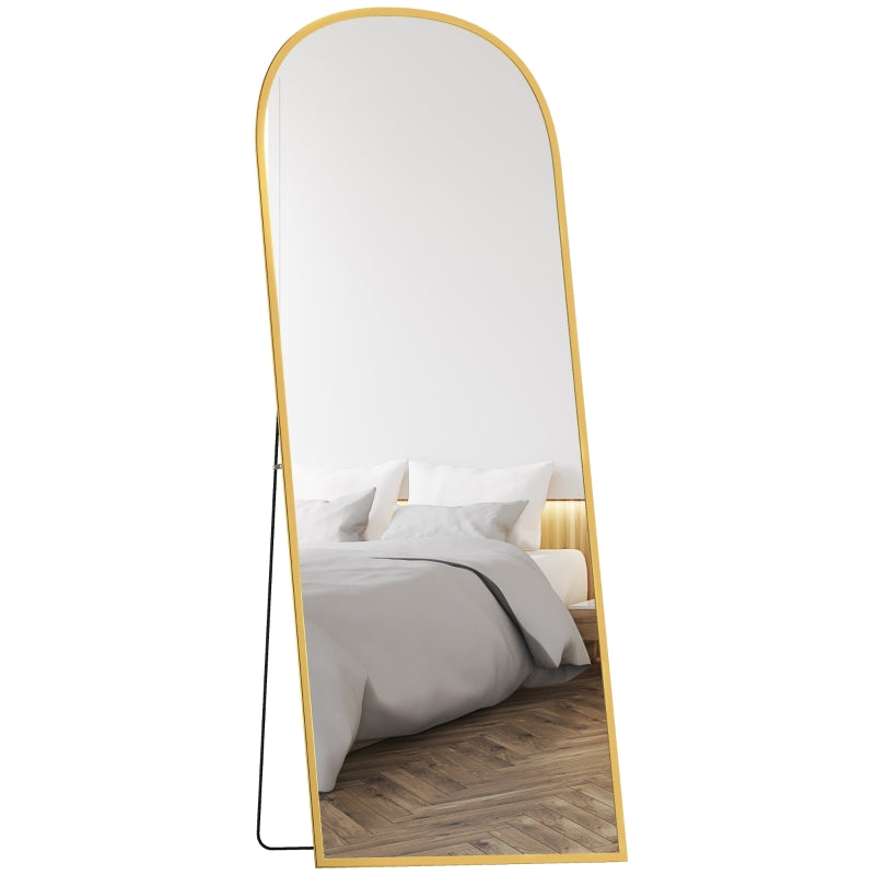 Arched Standing Mirror, 64" x 24" Full Length Mirror, Free Standing or Wall Mounted for Living Room, Bedroom, Gold