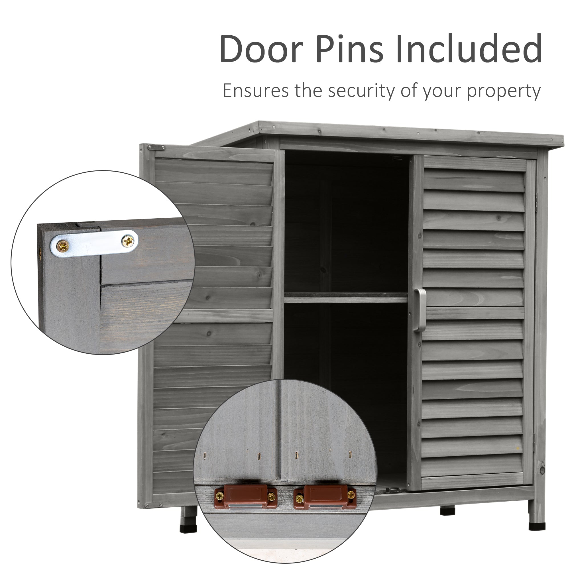 Outsunny Wooden Garden Shed Outdoor Tool Storage 2 Door Cabinet with Shelves Solid Fir Wood Organiser 34"x18"x38" Natural